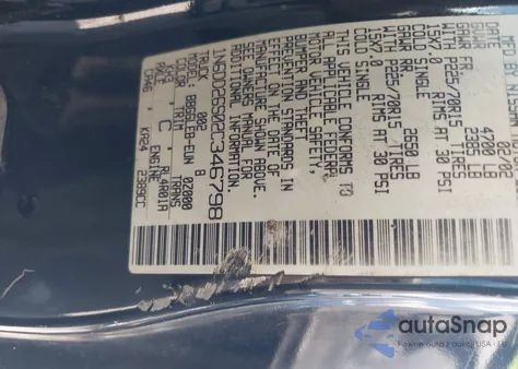 2002 Nissan Frontier Xe z USA, uszkodzony, nr VIN 1N6DD26S02C346798